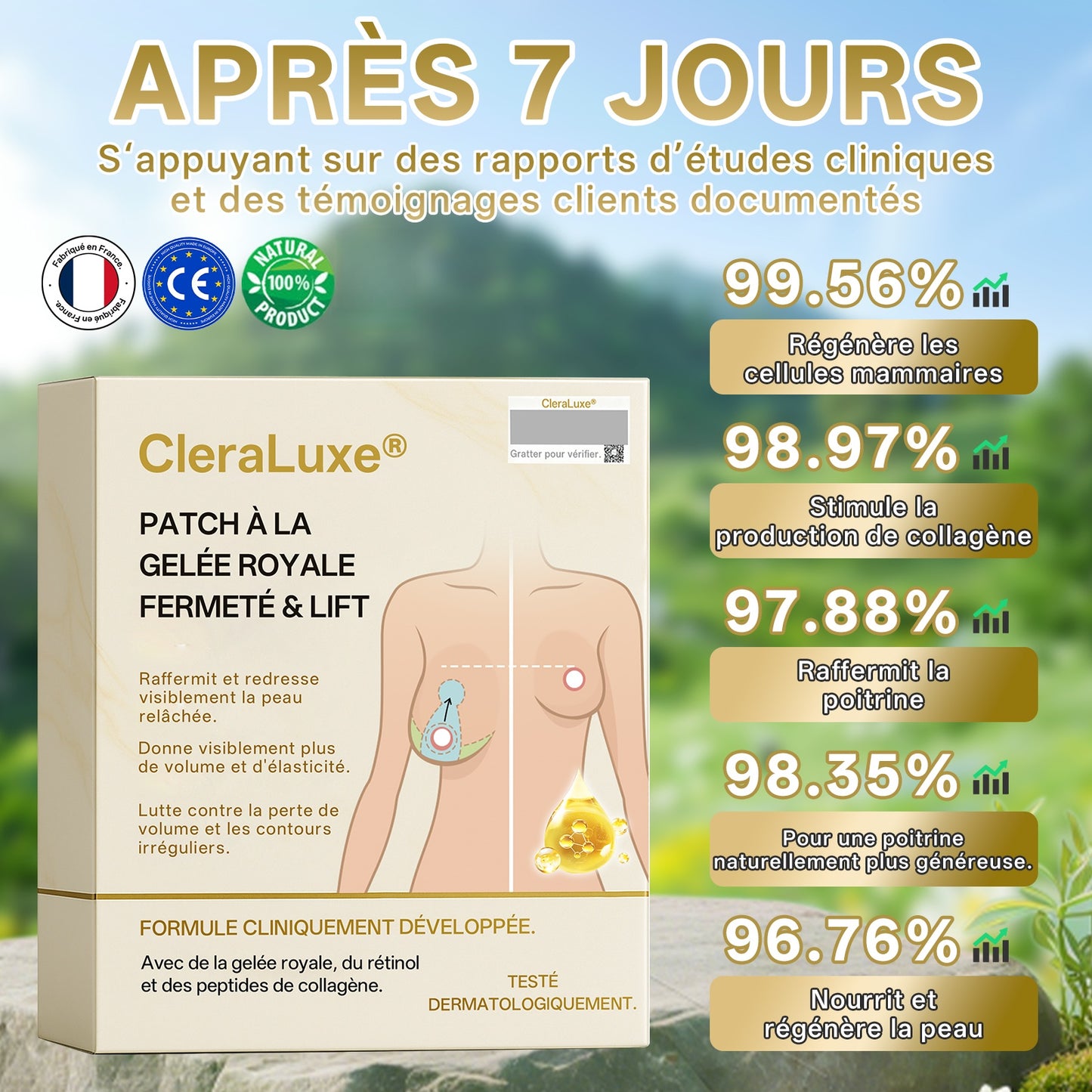 Magasin officiel phare |CleraLuxe® 🌞 Patch à la Gelée Royale Fermeté & Lift Sans danger pendant l'allaitement - Pour les problèmes tels que les seins peu développés, le relâchement, l'aplatissement, les plis cutanés et les mamelons foncés